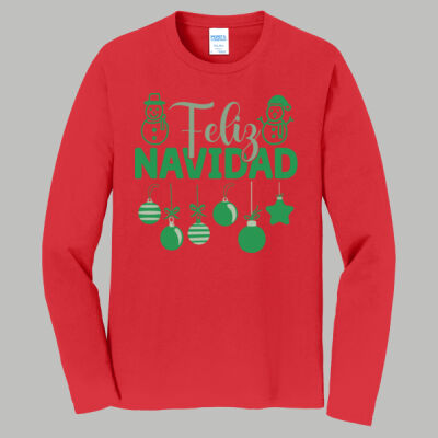 Adult Long Sleeve Shirt - Spring - Feliz Navidad Green Thumbnail